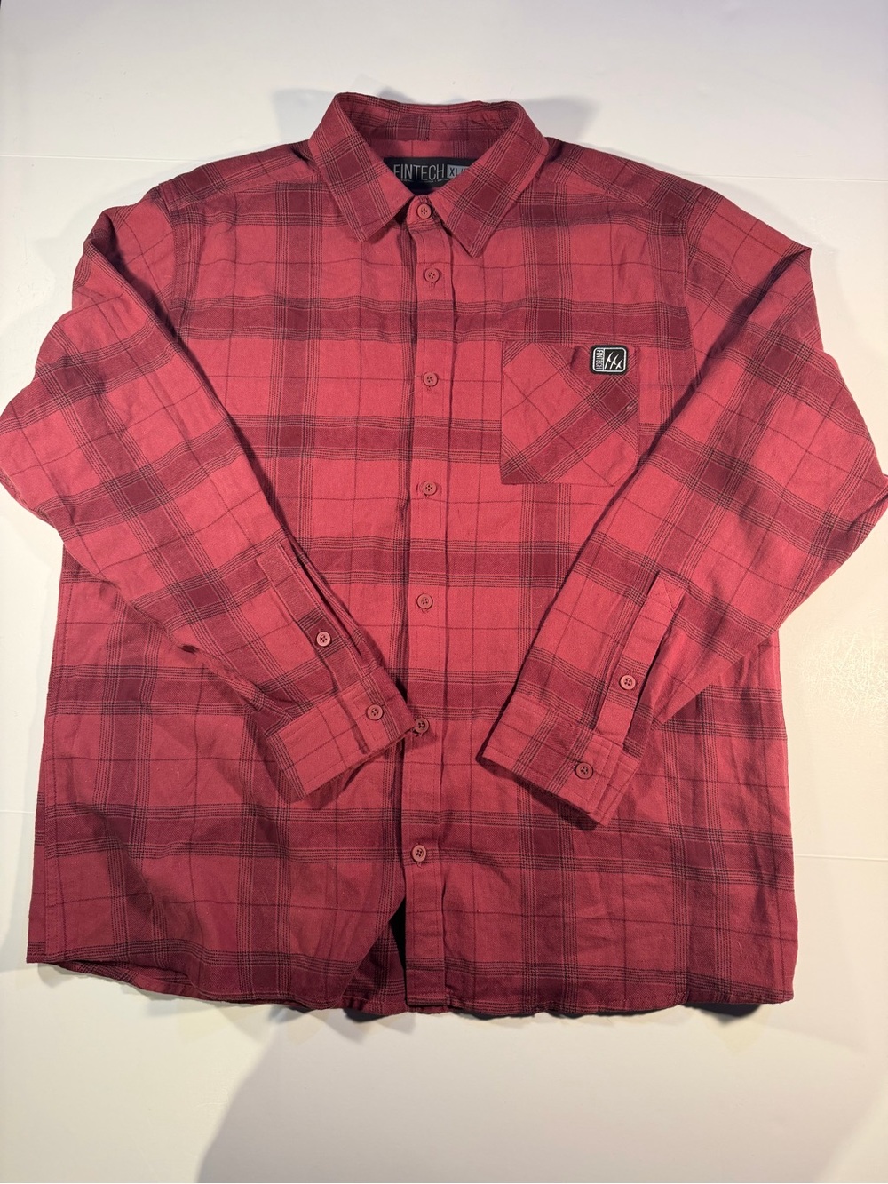 Men's Red Plaid Button-Down Shirt with Chest Pocket